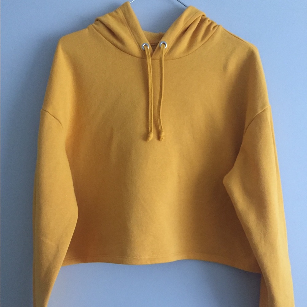 Yellow Cropped Hoodie
